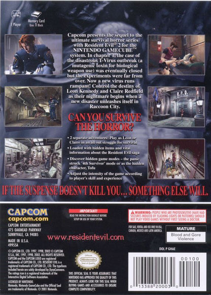 
Resident Evil 2 | GameCube | back cover | Data by MobyGames.com