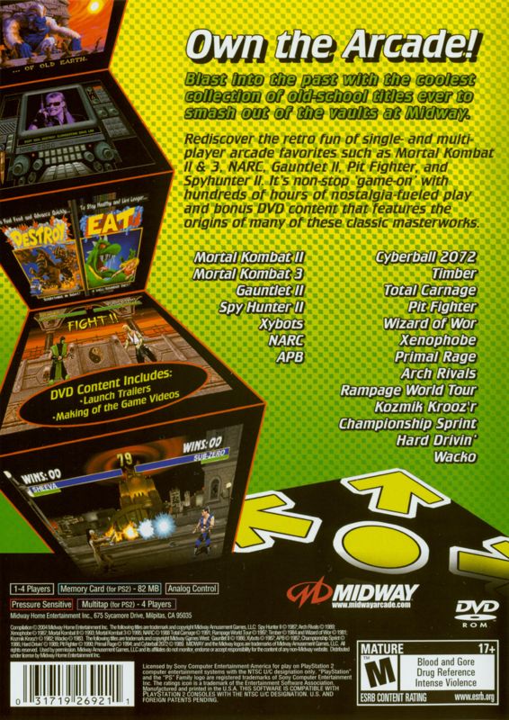 
Midway Arcade Treasures 2 | PlayStation 2 | back cover | Data by MobyGames.com