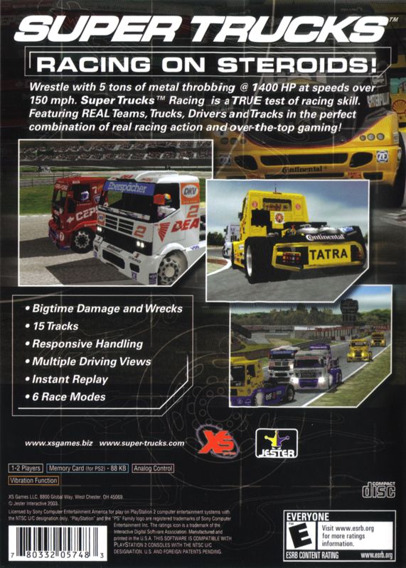 Super Trucks Racing | PlayStation 2 | back cover | region=North America | source-country=United States | zypher-v2 | moby-92711dc933d8 | Data by MobyGames.com