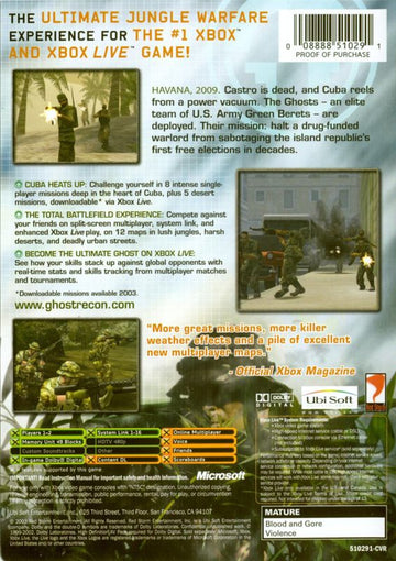 Tom Clancy's Ghost Recon: Island Thunder | Xbox | back cover | region=North America | source-country=Canada,United States | zypher-v2 | moby-697b46c5e243 | Data by MobyGames.com