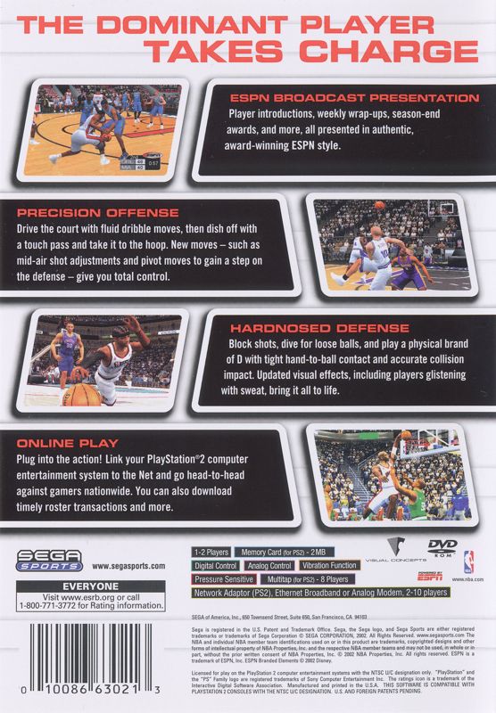 
NBA 2K3 | PlayStation 2 | back cover | Region: North America | source-country=Canada,United States | Data by MobyGames.com