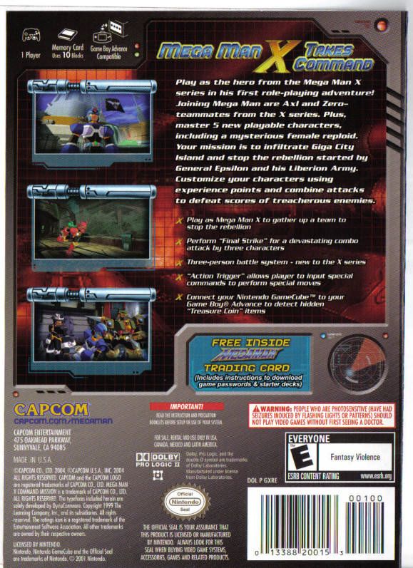 
Mega Man X: Command Mission | GameCube | back cover | Data by MobyGames.com