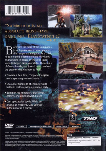 
Summoner | PlayStation 2 | back cover | Data by MobyGames.com