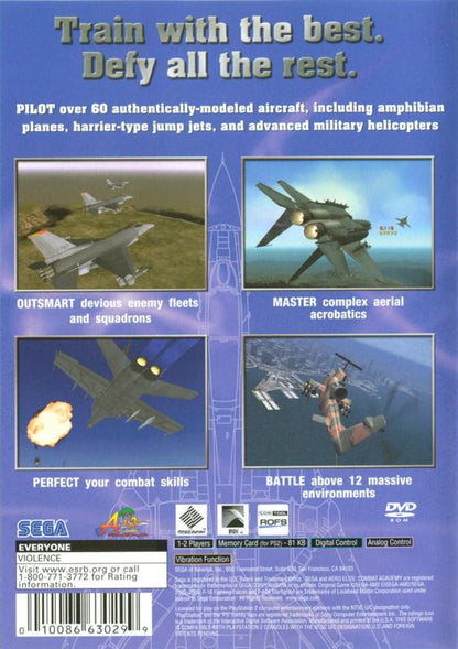 
Aero Elite: Combat Academy | PlayStation 2 | back cover | Region: North America | source-country=Canada,United States | Data by MobyGames.com