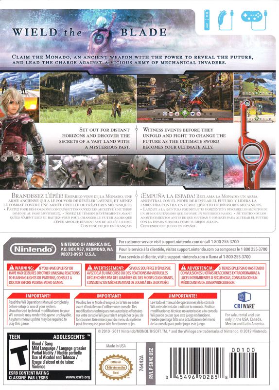 
Xenoblade Chronicles | Wii | back cover | Data by MobyGames.com