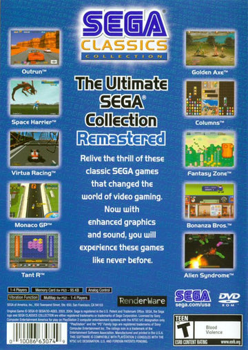 
Sega Classics Collection | PlayStation 2 | back cover | Data by MobyGames.com