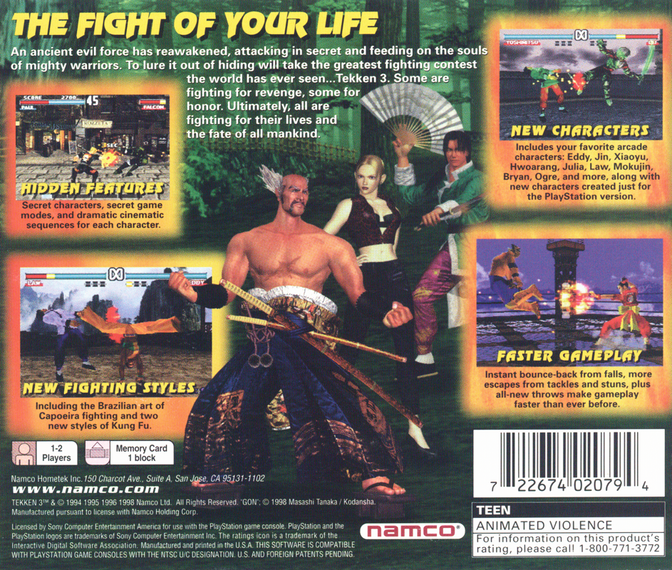 
Tekken 3 | PlayStation | back cover | Data by MobyGames.com