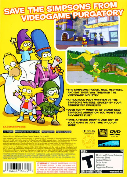 The Simpsons Game | PlayStation 2 | back cover | region=North America | source-country=Canada,United States | zypher-v2 | moby-0b89eee3e263 | Data by MobyGames.com