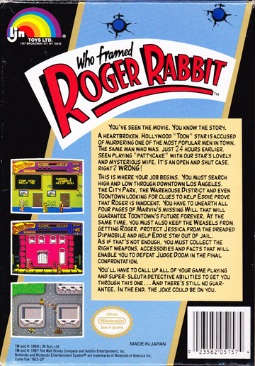 
Who Framed Roger Rabbit | NES | back cover | Data by MobyGames.com