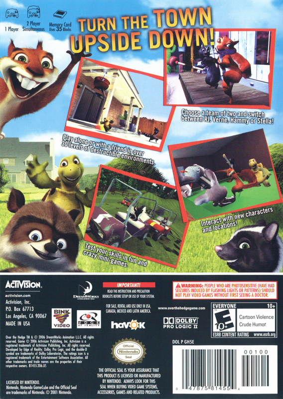 
Over the Hedge | GameCube | back cover | Data by MobyGames.com