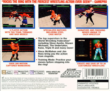 WWF War Zone | PlayStation | back cover | region=North America | source-country=United States | zypher-v2 | moby-f925828dae36 | Data by MobyGames.com