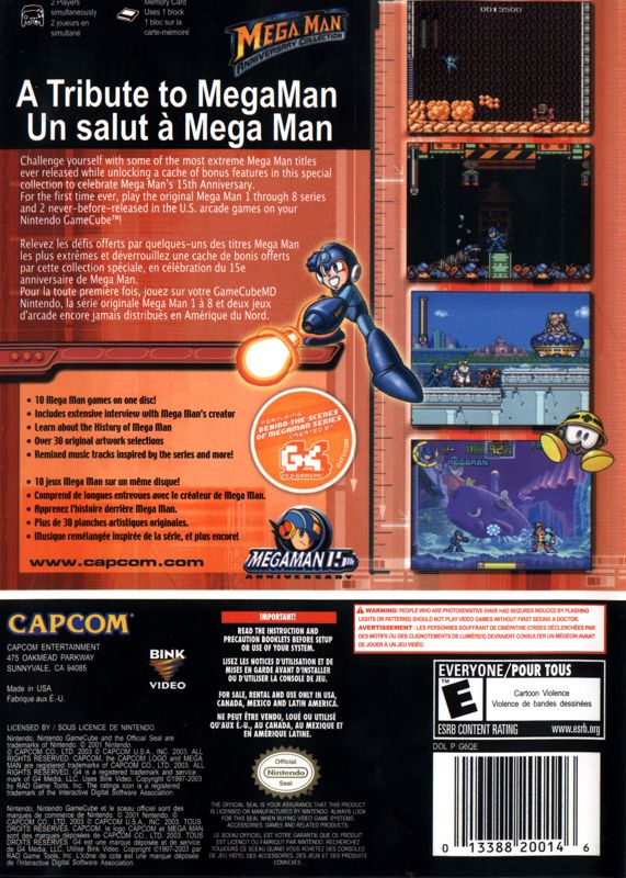 Mega Man: Anniversary Collection | GameCube | back cover | Data by MobyGames.com