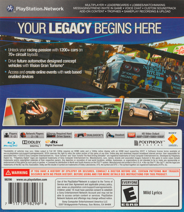 
Gran Turismo 6 - Anniversary Edition | PlayStation 3 | back cover | Data by MobyGames.com