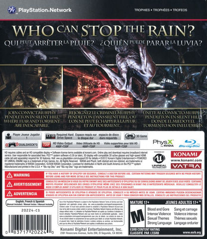 
Silent Hill: Downpour | PlayStation 3 | back cover | Region: North America | source-country=Canada,Mexico,United States | Data by MobyGames.com