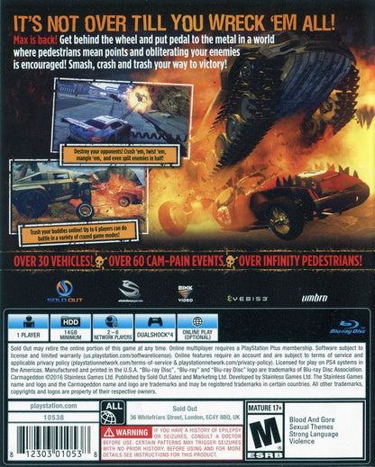 
Carmageddon: Max Damage | PlayStation 4 | back cover | Data by MobyGames.com