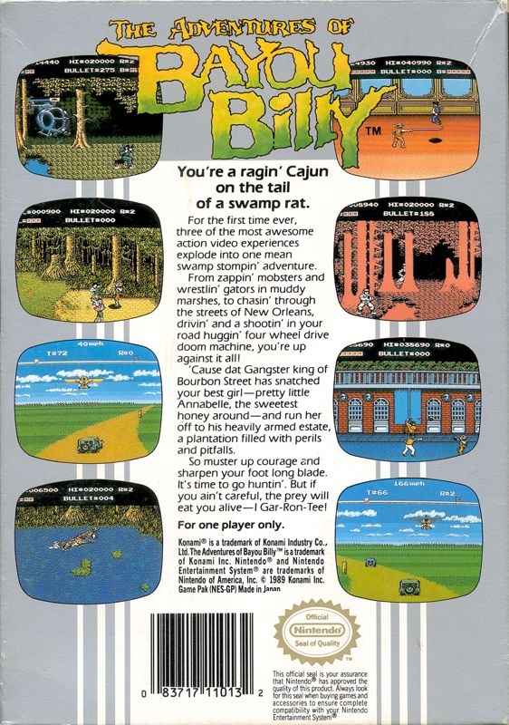 
The Adventures of Bayou Billy | NES | back cover | Data by MobyGames.com
