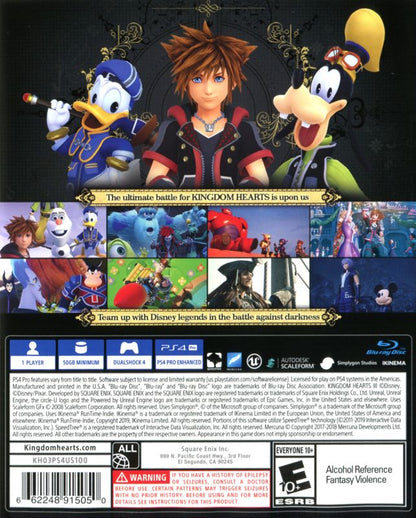 
KINGDOM HEARTS III | PlayStation 4 | back cover | Data by MobyGames.com