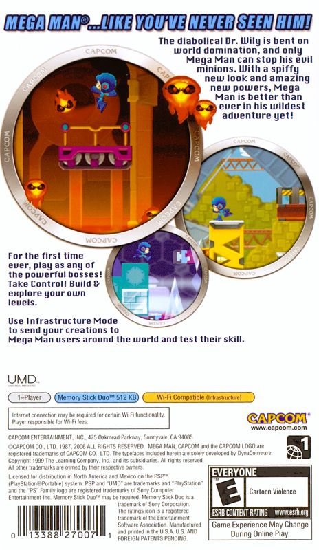 Mega Man Powered Up | PSP | back cover | Data by MobyGames.com
