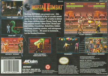 
Mortal Kombat II | SNES | back cover | Data by MobyGames.com