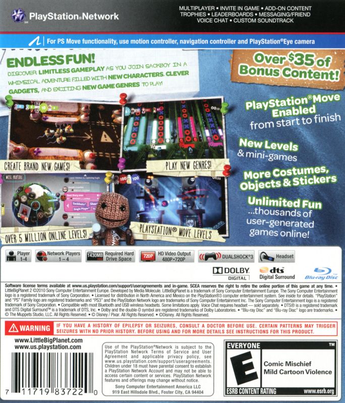 
LittleBigPlanet 2: Special Edition | PlayStation 3 | back cover | Data by MobyGames.com