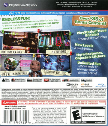 
LittleBigPlanet 2: Special Edition | PlayStation 3 | back cover | Data by MobyGames.com