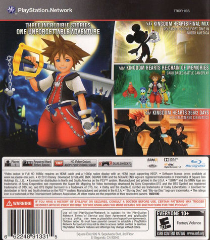 Kingdom Hearts HD I.5 ReMIX | PlayStation 3 | back cover | region=North America | source-country=United States | zypher-v2 | moby-ce50206b5437 | Data by MobyGames.com