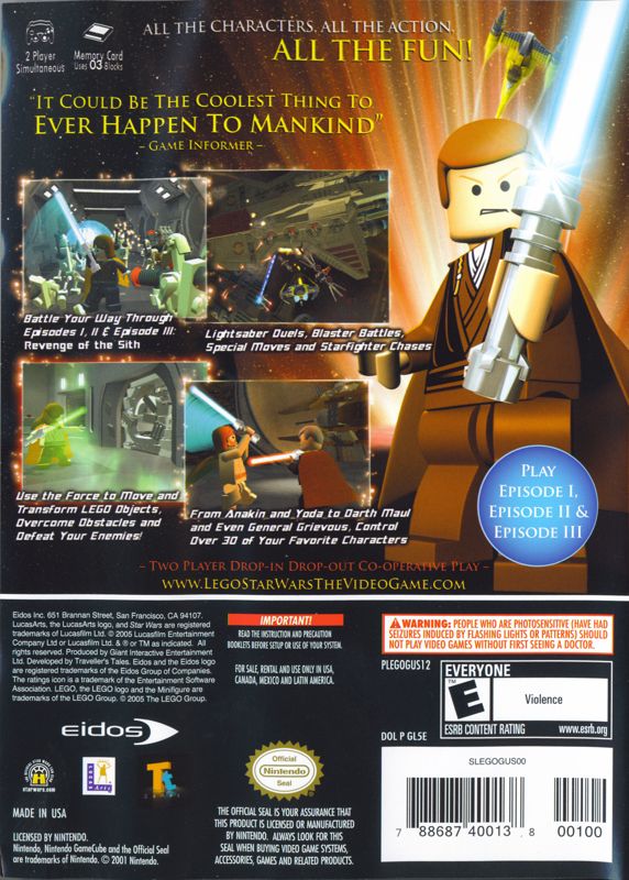 LEGO Star Wars: The Video Game | GameCube | back cover | region=North America | source-country=Canada,Mexico,United States | zypher-v2 | moby-b52863b1d79a | Data by MobyGames.com