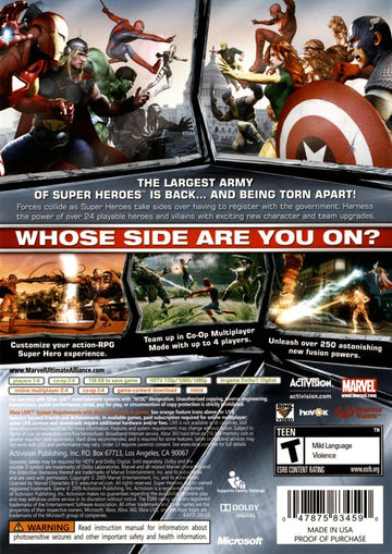 
Marvel Ultimate Alliance 2 | Xbox 360 | back cover | Data by MobyGames.com