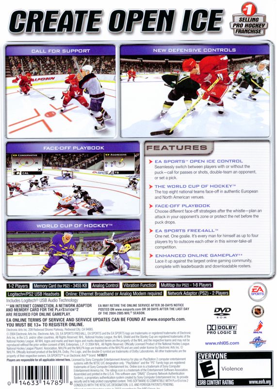 NHL 2005 | PlayStation 2 | back cover | region=North America | source-country=United States | zypher-v2 | moby-af0afd09b39d | Data by MobyGames.com