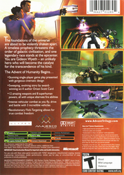 
Advent Rising | Xbox | back cover | Data by MobyGames.com