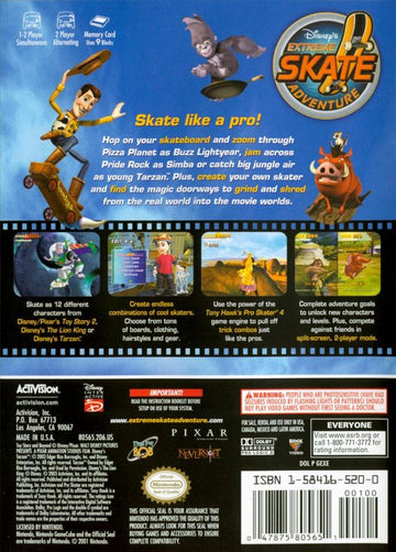 
Disney's Extreme Skate Adventure | GameCube | back cover | Data by MobyGames.com