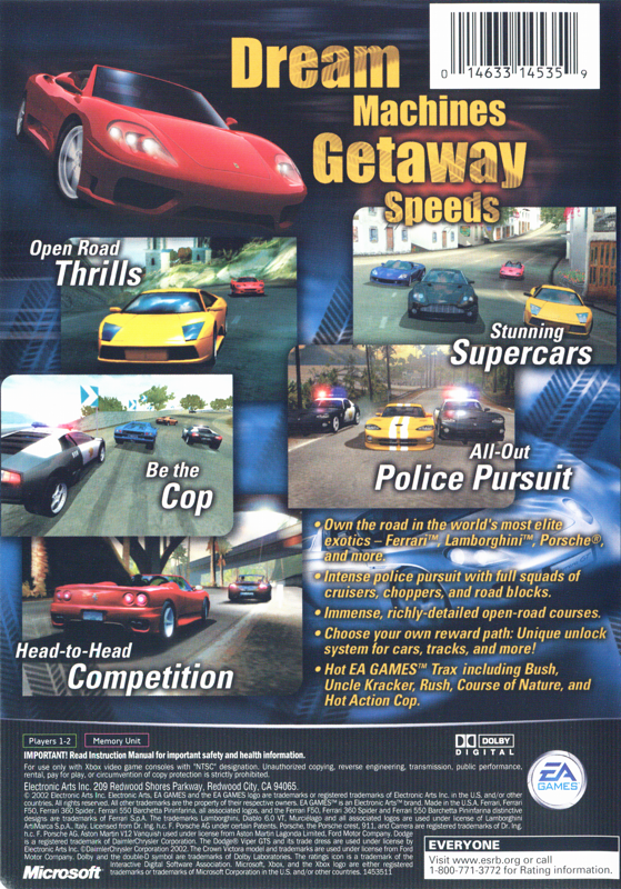 
Need for Speed: Hot Pursuit 2 | Xbox | back cover | Data by MobyGames.com