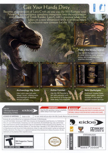 
Lara Croft: Tomb Raider - Anniversary | Wii | back cover | Data by MobyGames.com