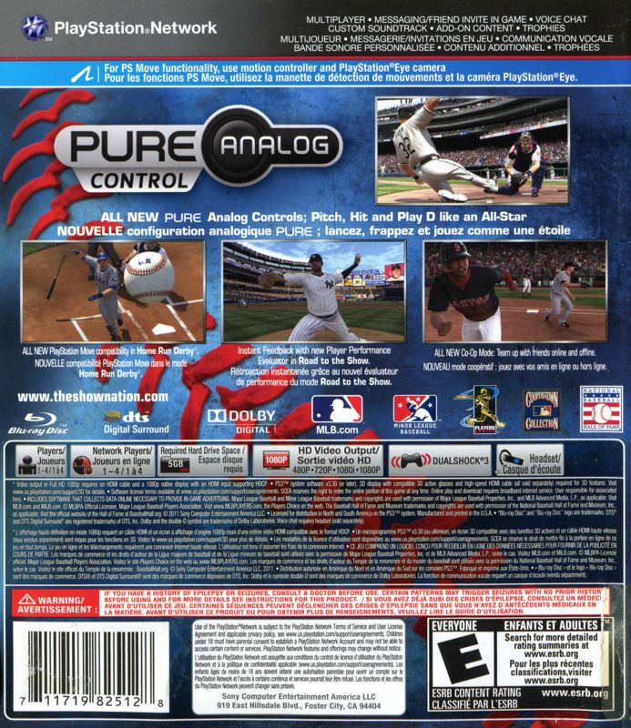 MLB 11: The Show | PlayStation 3 | back cover | region=North America | source-country=United States | zypher-v2 | moby-1cfd17640d64 | Data by MobyGames.com