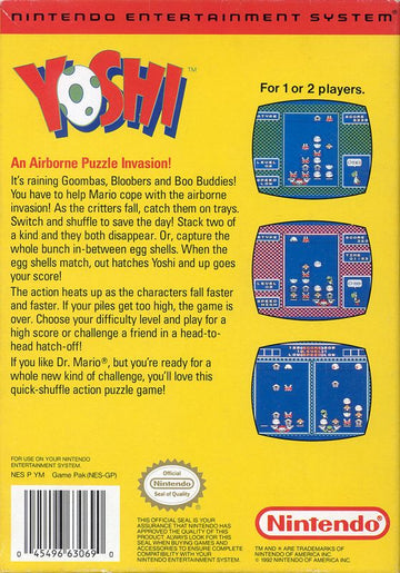 
Yoshi | NES | back cover | Data by MobyGames.com
