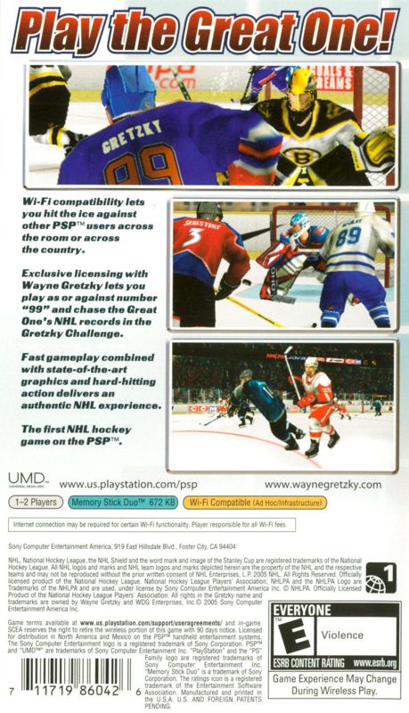 Gretzky NHL | PSP | back cover | region=North America | source-country=Canada,United States | zypher-v2 | moby-e7dd1767c3fa | Data by MobyGames.com
