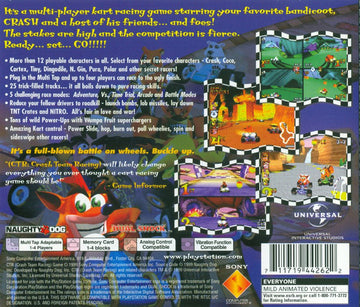 CTR: Crash Team Racing | PlayStation | back cover | region=North America | source-country=Canada,United States | zypher-v2 | moby-4ca8788dc875 | Data by MobyGames.com