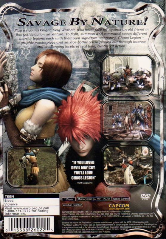 
Chaos Legion | PlayStation 2 | back cover | Data by MobyGames.com