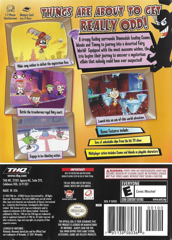 
The Fairly OddParents!: Shadow Showdown | GameCube | back cover | Data by MobyGames.com
