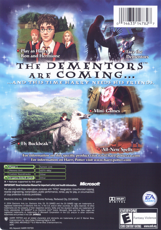 
Harry Potter and the Prisoner of Azkaban | Xbox | back cover | Data by MobyGames.com