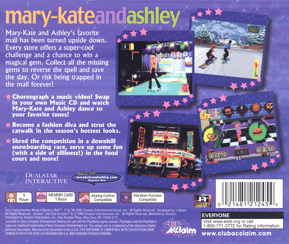
Mary-Kate and Ashley: Magical Mystery Mall | PlayStation | back cover | Data by MobyGames.com