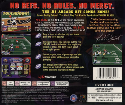 NFL Blitz | PlayStation | back cover | region=North America | source-country=United States | zypher-v2 | moby-f411057be338 | Data by MobyGames.com