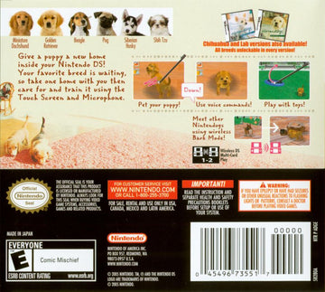 
Nintendogs: Dachshund & Friends | Nintendo DS | back cover | Data by MobyGames.com