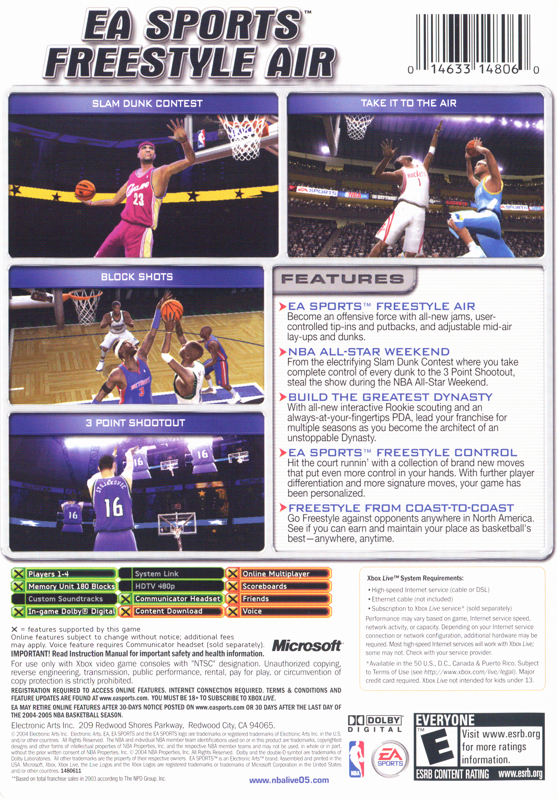 NBA Live 2005 | Xbox | back cover | region=North America | source-country=United States | zypher-v2 | moby-35a64bb5da77 | Data by MobyGames.com