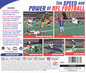 Madden NFL 2000 | PlayStation | back cover | region=North America | source-country=Canada,United States | zypher-v2 | moby-cab72d7ea69c | Data by MobyGames.com