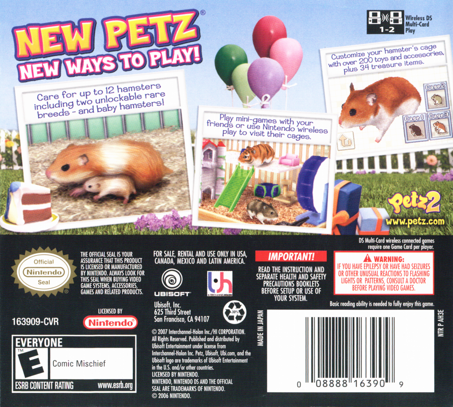 
Petz: Hamsterz 2 | Nintendo DS | back cover | Data by MobyGames.com