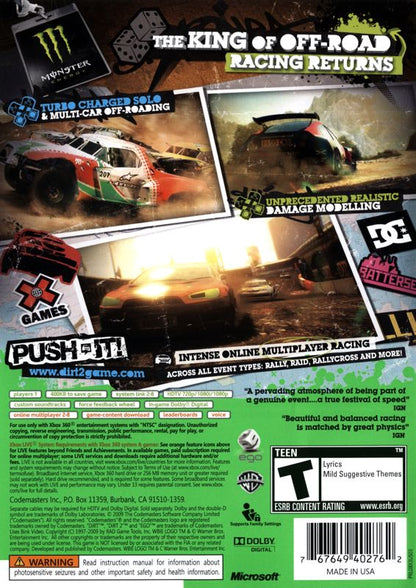 
DiRT 2 | Xbox 360 | back cover | Data by MobyGames.com