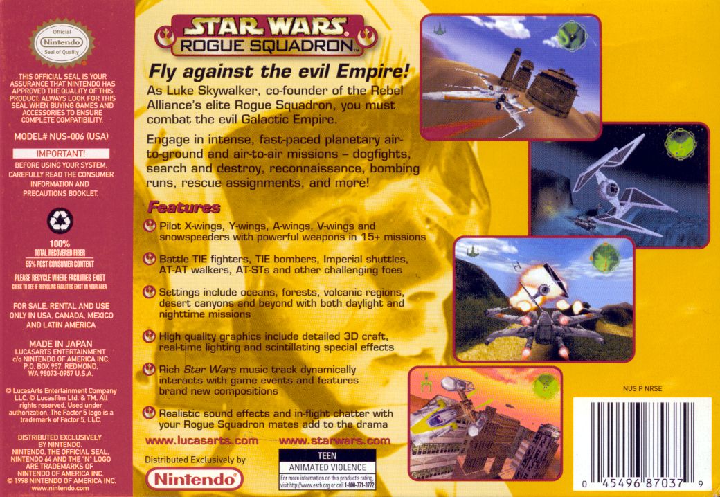 Star Wars: Rogue Squadron | Nintendo 64 | back cover | Data by MobyGames.com