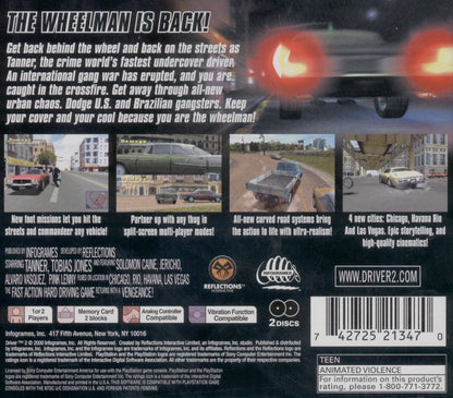 Driver 2 | PlayStation | back cover | region=North America | source-country=Canada,United States | zypher-v2 | moby-df8207c76ec5 | Data by MobyGames.com