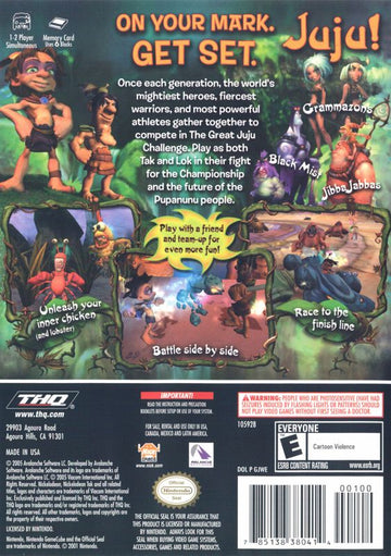
Tak: The Great Juju Challenge | GameCube | back cover | Data by MobyGames.com